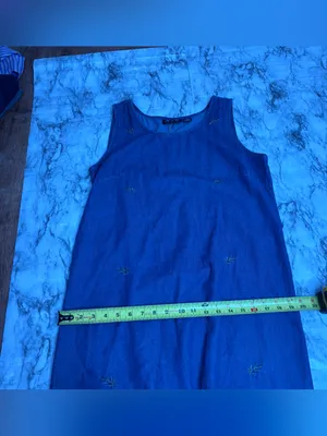 Vintage Denim Long Maxi Dress Blue Gold floral Embroidery 90s medium 100% Cotton thumbnail 5