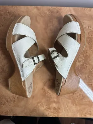 Dansko White Leather Comfort Wedge Sandals Size 39 US 8.5-9 thumbnail 5