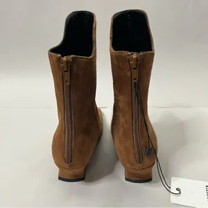 NWT Dorateymur Han Mid Calf Booties Tan Suede Womens Size 35‎ / US 5 thumbnail 4