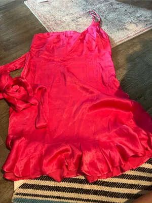 Nwt SELFIE LESLIE DONT WAIT UP ONE‎ SHOULDER WAIST TIE DRESS BARBIE HOT PINK thumbnail 13