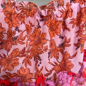 Jessica Simpson Floral Dress Off the Shoulder Amelia Pink Orange Size XS Girly thumbnail 9