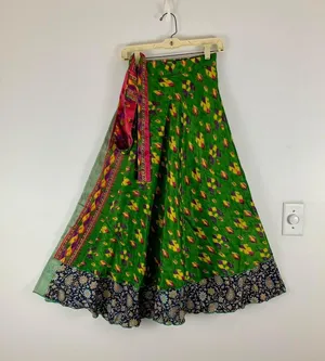 Reversible Maxi Wrap Skirt BINS517 Green thumbnail 1