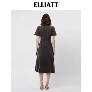 ELLIATT Matisse Denim Short Sleeve Midi Dress Black Size S NWT thumbnail 8