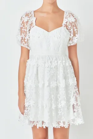 Endless Rose NWT Crochet Lace Bustier Puff Sleeve Dress thumbnail 1