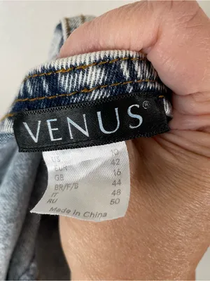 VENUS‎ *Y2K Denim Corset Bustier Crop Top Women’s XL Zip Puff Sleeve Acid Wash thumbnail 6