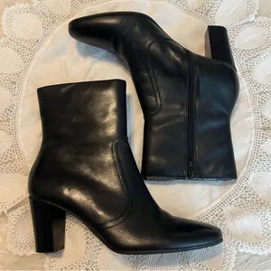 Bass Roma Black Leather 3” Heels Ankle Boots Booties Women’s Size 9 Professional thumbnail 2