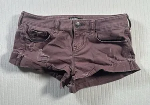 express cuffed chino shorts purple low rise shortie size 2 distressed thumbnail 1
