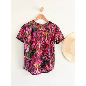 Lululemon | High Neck Running Training Tee Hyper Flow Pink Multi | Est Sz 6 thumbnail 8
