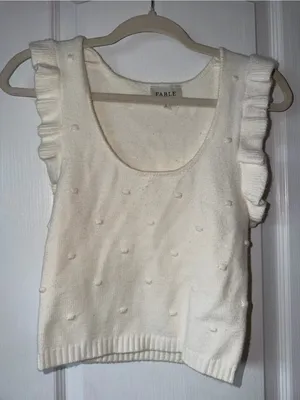 Able Cream Knit Top with Pom Texture thumbnail 1