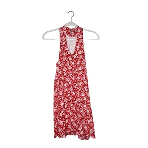 Lulu's Lean Close Floral Print Swing Dress Size XS Red Ivory White High Neck thumbnail 2