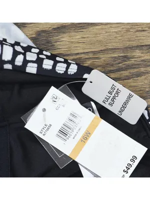 NWT Island Escape Cape Town Printed Tankini Swim Top N770658 Black / White 16W thumbnail 4
