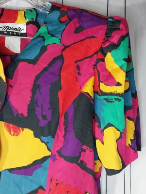 Marmie West Vintge 1980’s Colorful Abstract Maximalist Retro Artsy Top thumbnail 3