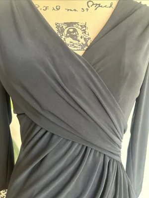 Lauren Ralph Lauren Faux Wrap V-Neck Black Dress Size 4 thumbnail 8