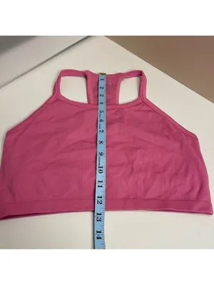 Jockey Pink Ribbed Sports Bra Size L Racerback Stretch Comfort Activewear thumbnail 5