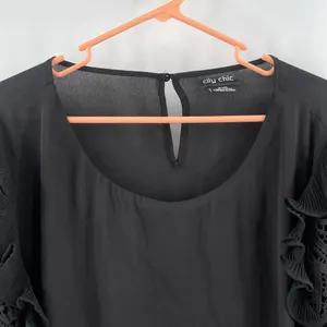 CITY CHIC Blouse Size XL/22 Lace Breeze Top Black Embroidered Eyelet Statement thumbnail 6