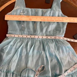 Lulus Thriving Darling Shiny Teal Blue Mermaidcore Sleeveless Tiered Mini‎ dress thumbnail 7