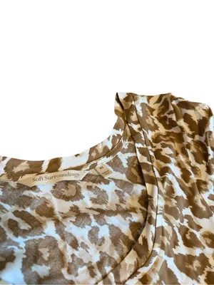 Soft Surroundings Kara Animal Print Maxi Dress Flowy Tiered Neutral Size XS thumbnail 3