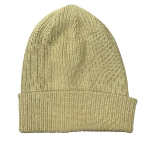 Aritzia Sunday Best Womens Brown Rib Knit Cuffed Fold Up Beanie Cap Hat One Size thumbnail 1