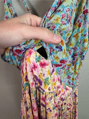 Angie Boho Floral Spaghetti-Strap Maxi Dress in Pastel Multi thumbnail 5