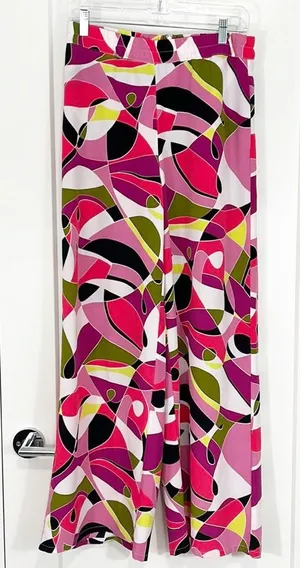 V Cristina Small Pink and Black Pop Art Wide Leg Pants thumbnail 1