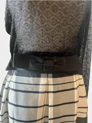 Vintage Betty Lane Original Black White Plaid Lace Bow Maxi Dress Union Made thumbnail 5