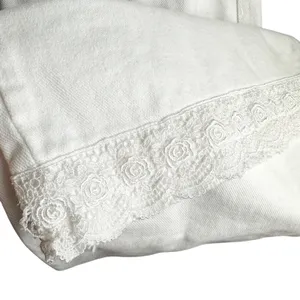 Zara‎ White Cropped Sailor Pants Womens Size 6 High Rise Lace Trim Hem thumbnail 4