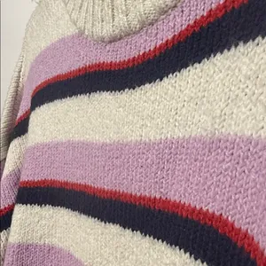 Aerie Knit Sweater in Cream and Purple thumbnail 3