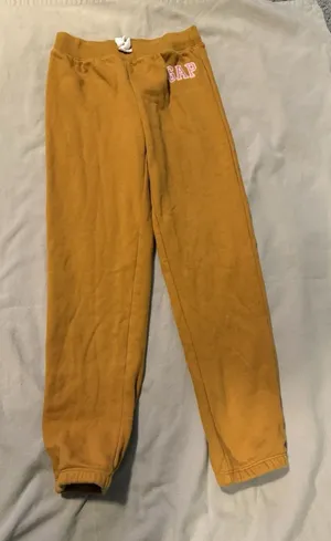 Gap Kids Solid Logo Sweatpants Lounge Mustard Yellow Girls Sz XL 12 Lounge thumbnail 1