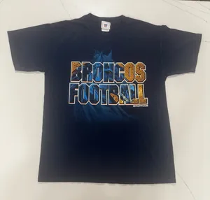 Vintage Denver Broncos Football T Shirt NFL Horse Graphic Black Med thumbnail 1