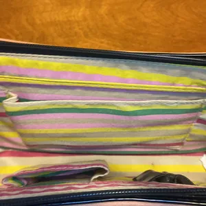 Vintage Kate Spade leather & clothe shoulder purse clutch bag thumbnail 9
