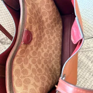 Coach Field Tote 30 Pebbled Leather Cognac Burgundy thumbnail 5