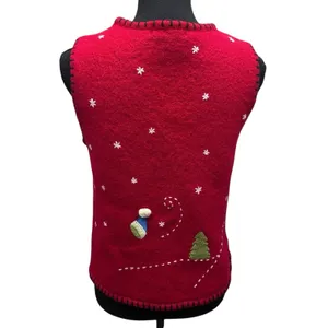 VTG Coldwater Creek Wool Full Zip Vest Size M‎ Snowman Cabincore Ugly Christmas thumbnail 6