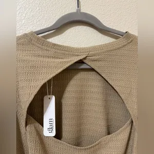 Glam Women's Taupe Waffle Knit Long Sleeve Top size M thumbnail 6