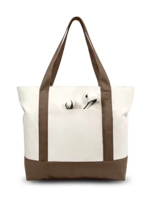 Women's Beige and Brown Canvas Tote Bag, One Size thumbnail 1