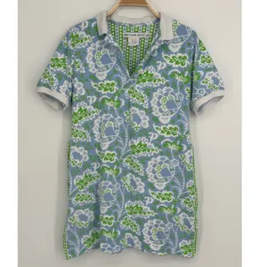 Gretchen Scott Serve It Up Dress XL Blue Green Flora Periwinkle Preppy Coastal thumbnail 3