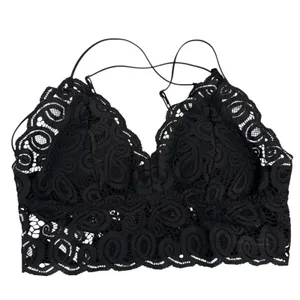 Victoria's Secret PINK L Large‎ Lace Bralette Bra Black Lace Strappy Smocked thumbnail 2