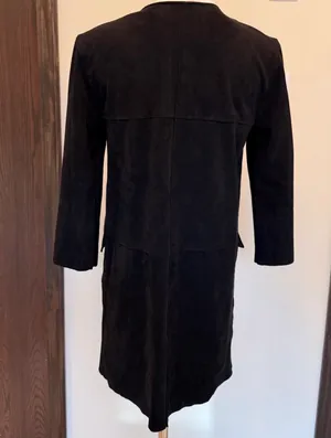 H&M black suede long open front coat thumbnail 5