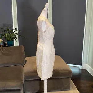 Women’s Ivory Dress & Matching Chiffon Jacket with beautiful detail Size L**READ thumbnail 9