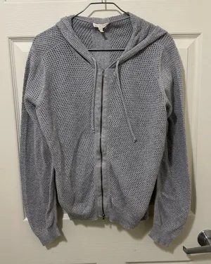 EILEEN FISHER Light Gray Jacket with hood. thumbnail 1