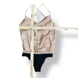Show Me Your Mumu Diane Bodysuit In Rose‎ Gold Luxe Satin Womens Size XS thumbnail 3
