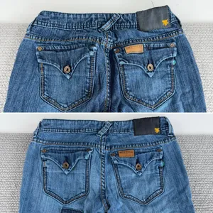 Set/2 MEK Denim Keros Skinny Super Bell Low Rise Flare Jeans Patchwork Dk Rinse thumbnail 8