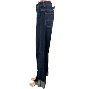 Zara Women's Blue Dark Wash Cuffed High Rise Wide Leg Baggy Denim Jeans Size 0 thumbnail 2