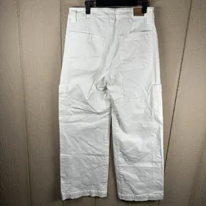 American Eagle Super High Rise Baggy Wide Leg Jeans Womens 8 White Cargo Stretch thumbnail 3