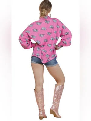 $68 Nylon Apparel Retro Disco Cowgirl Cowboy Hat Button Down Shirt M thumbnail 2
