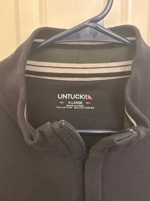 Untuckit Navy Blue Performance Business Casual Pullover Quarter Zip Sweater thumbnail 2