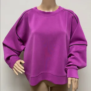 NWOT all in motion Purple Cropped Sweatshirt with Black Piping Accents size XXL thumbnail 1