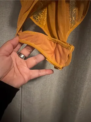 Sheer Lace Chemise Bodysuit in Golden Mustard size L thumbnail 2