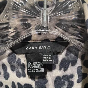 Zara Basic Leopard Print Button Front Dress Animal Print Black Women’s Medium thumbnail 5