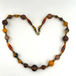 faux amber beaded long necklace Brown thumbnail 3