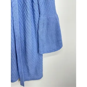 LOFT Sweater‎ Size Small Blue Knit Bell Sleeve Open Cardigan thumbnail 6